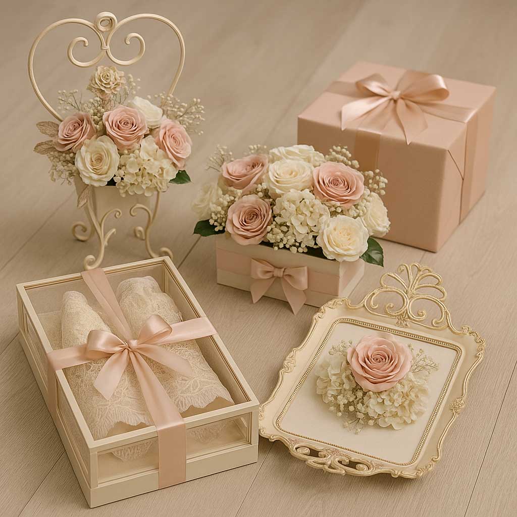 تزیین وسایل بله برون در باکس شیشه‌ ای